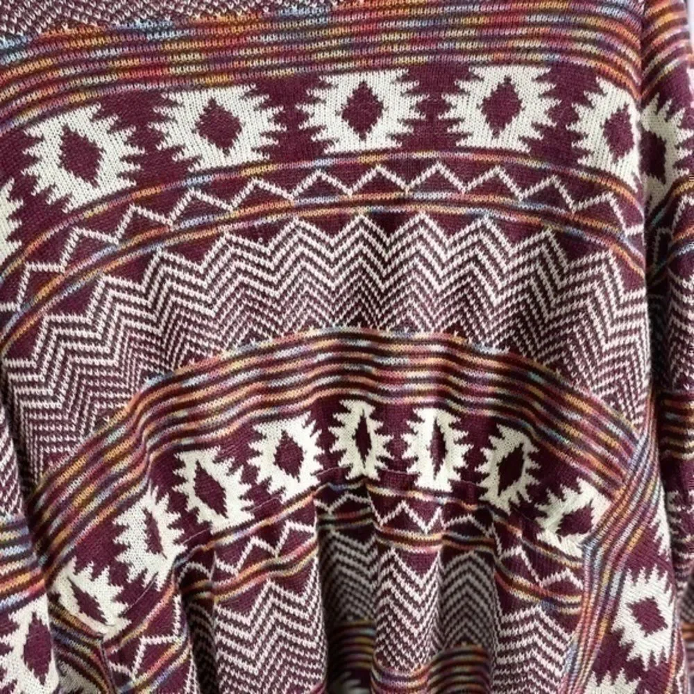 Maroon, White Aztec waterfall cardigan  Sweater Size XXL by xhilaration (Target)